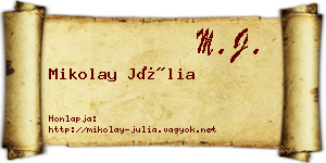 Mikolay Júlia névjegykártya